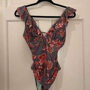 Cupshe Floral Ruffle One Piece Swimsuit